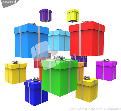 Image of Giftboxes Celebration Shows Cheerful Gifts And Fun