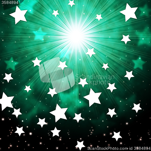 Image of Green Sky Background Shows Radiance Stars And Heavens\r