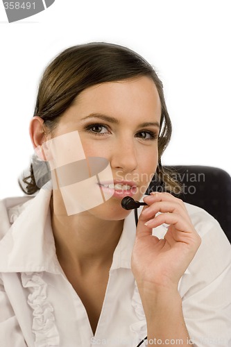 Image of Young woman with headset