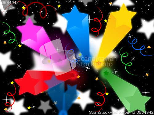 Image of Stars Streamers Background Means Celestial Colors And Party\r
