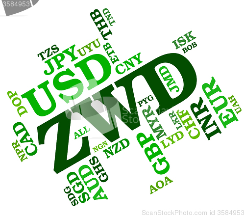 Image of Zwd Currency Represents Zimbabwe Dollars And Coin