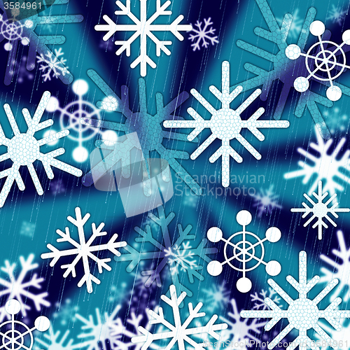 Image of Blue Snowflakes Background Means Freezing Seasons And Christmas\r