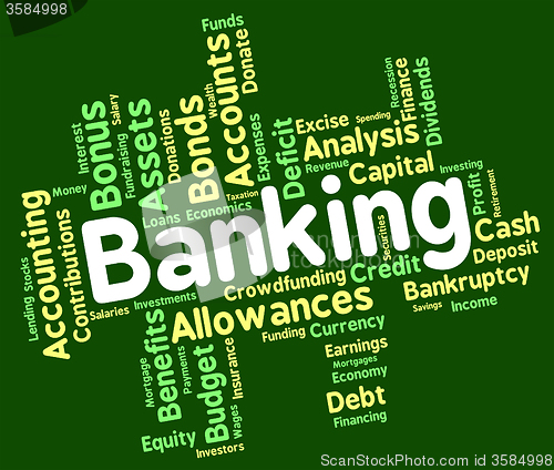 Image of Banking Word Shows Financial Figures And Money