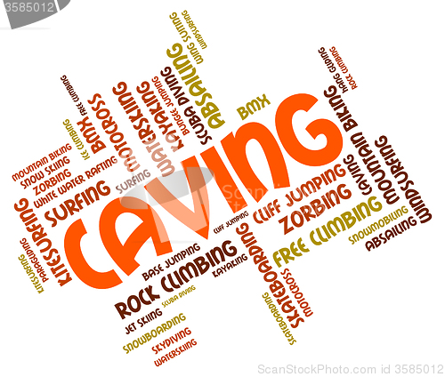 Image of Caving Words Shows Cavern Cave And Caver