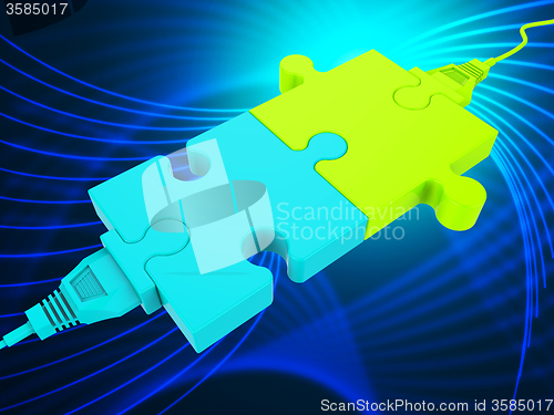 Image of Network Connection Indicates Global Communications And Computer