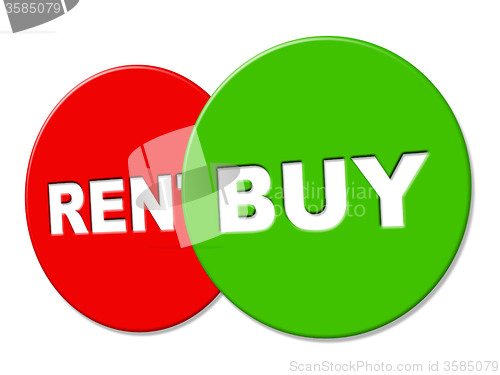 Image of Buy Sign Indicates Message Bought And Purchasing