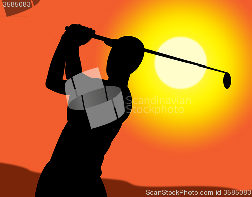 Image of Golf Swing Represents Recreation Golfing And Exercise