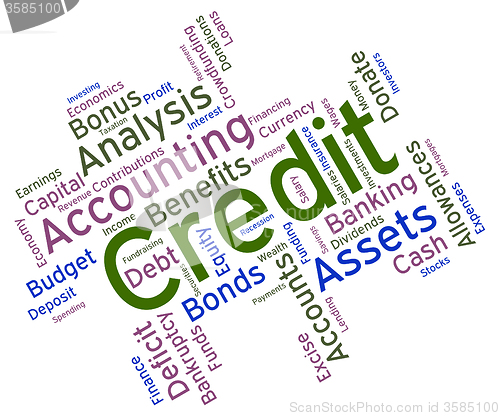 Image of Credit Word Indicates Debit Card And Bankcard