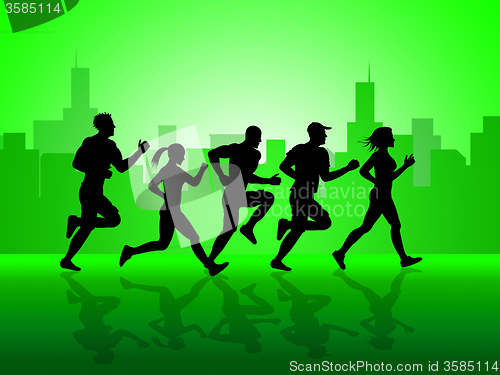 Image of City Jogging Shows Get Fit And Sprint