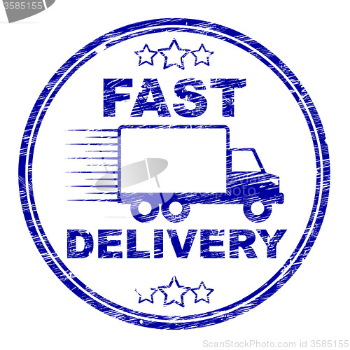 Image of Fast Delivery Stamp Means High Speed And Courier