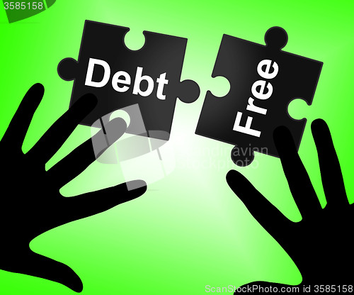 Image of Debt Free Represents Financial Obligation And Cashless