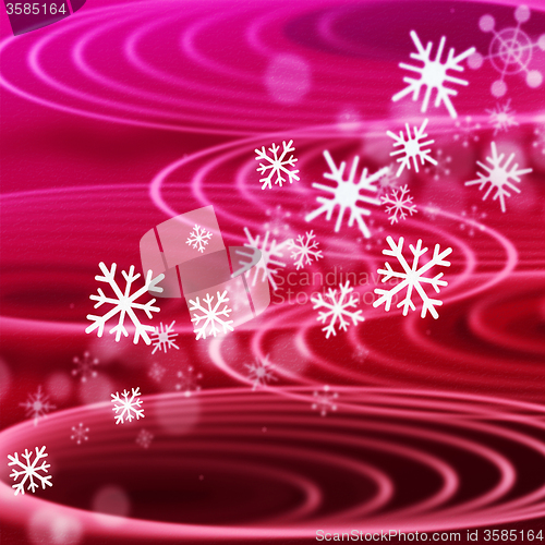 Image of Red Rippling Background Means Ripples Circles And Snowflakes\r