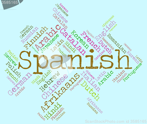 Image of Spanish Language Indicates Vocabulary Lingo And Wordcloud