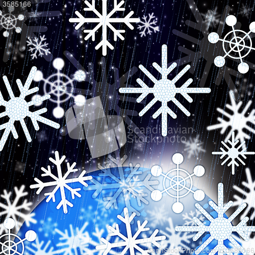 Image of Snowflakes Background Shows Snowing From Sky And Cold\r