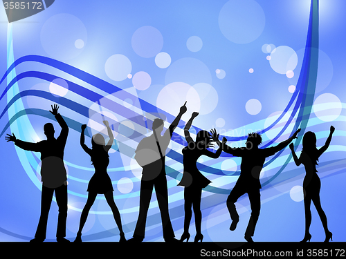 Image of People Silhouette Indicates Disco Music And Celebration