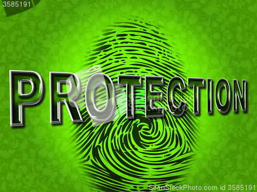 Image of Protection Fingerprint Indicates Password Login And Private