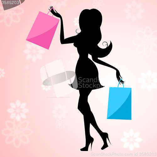 Image of Shopping Woman Means Commercial Activity And Buying