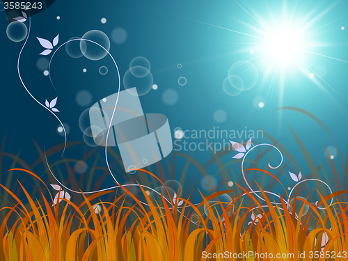 Image of Floral Horizon Background Means Autumn Season Or Brown Grass\r