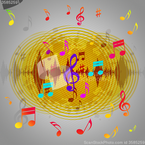 Image of Yellow Music Background Shows Records Piece Or Melody\r