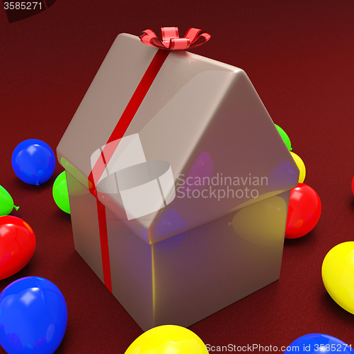 Image of House Giftbox Means Home Apartment And Occasion