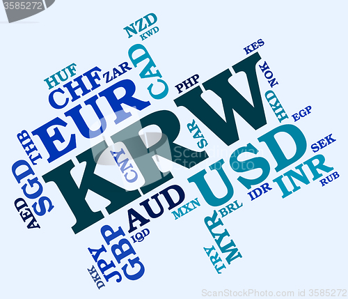 Image of Krw Currency Represents South Korean Wons And Banknote