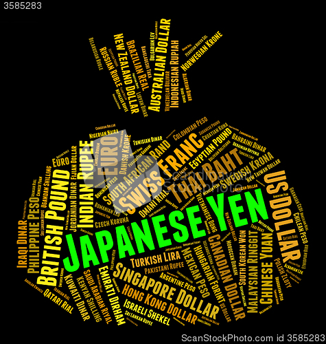 Image of Japanese Yen Represents Worldwide Trading And Coin