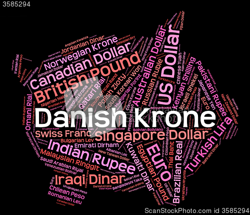 Image of Danish Krone Shows Exchange Rate And Broker