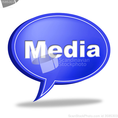 Image of Media Speech Bubble Shows Promotional Promotion And Reduction