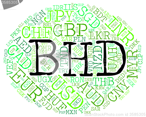Image of Bhd Currency Means Bahraini Dinar And Banknote