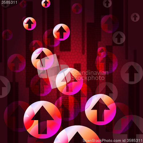 Image of Red Arrows Background Shows Upwards Moving Bubbles\r