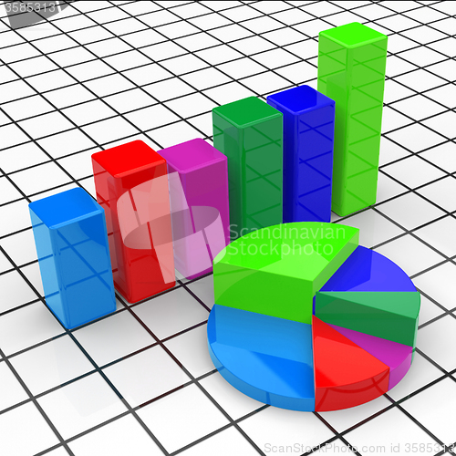 Image of Pie Chart Report Represents Business Graph And Diagram