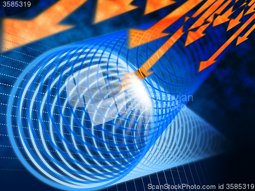 Image of Blue Coil Background Means Light And Arrows Down\r