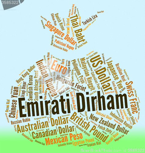 Image of Emirati Dirham Means United Arab Emirates And Banknote