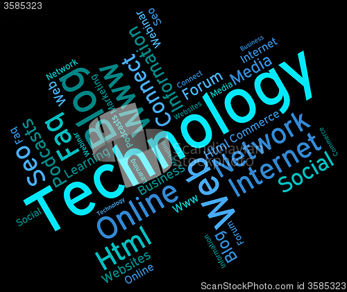 Image of Technology Word Shows Data Wordcloud And Digital