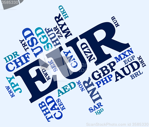 Image of Euro Word Means Worldwide Trading And Banknote