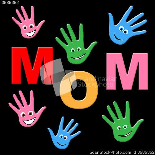 Image of Mom Handprints Shows Painted Mommy And Creativity