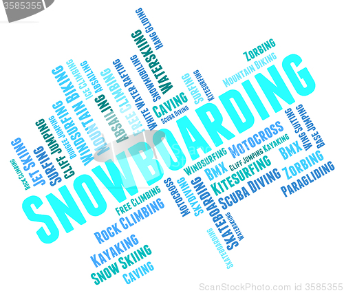 Image of Snowboarding Word Represents Winter Sport And Boarder