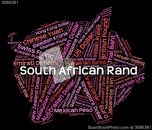 Image of South African Rand Represents Worldwide Trading And Banknotes