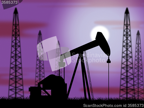 Image of Oil Wells Means Power Source And Drilling