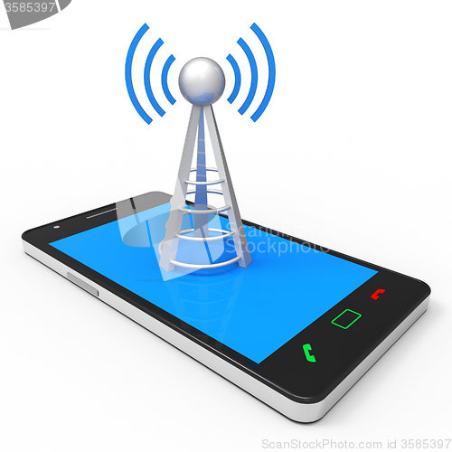 Image of Wifi Hotspot Shows World Wide Web And Antenna