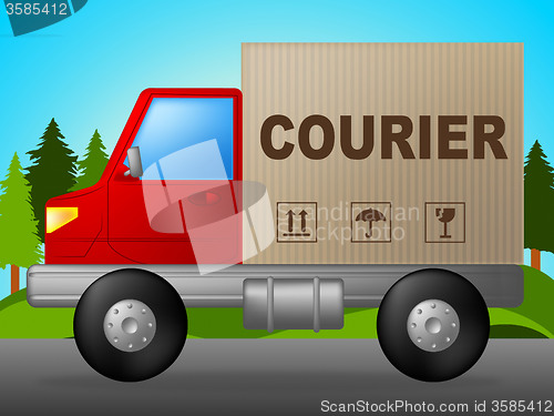 Image of Courier Truck Indicates Lorry Postage And Parcel