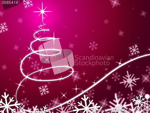 Image of Pink Christmas Tree Background Means Snowing And Freezing\r