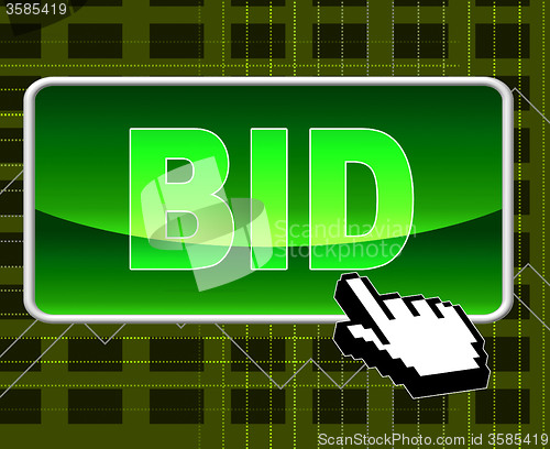 Image of Bid Button Represents World Wide Web And Auction