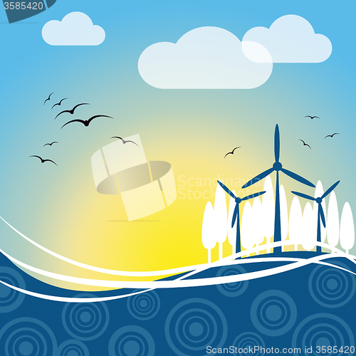 Image of Wind Power Represents Turbine Energy And Electric