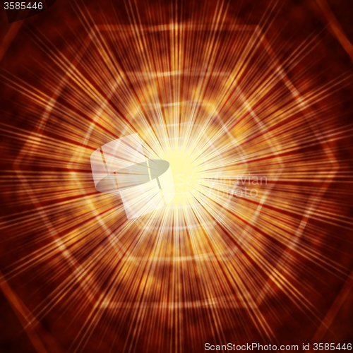 Image of Brown Sun Background Shows Hexagons And Glowing Beams\r