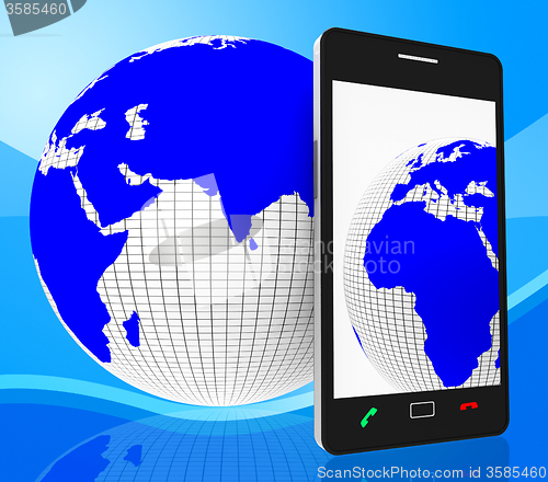 Image of World Phone Represents Web Site And Cellphone