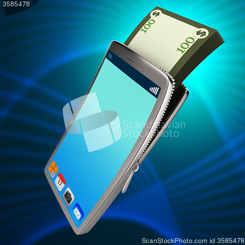 Image of Dollars Phone Means World Wide Web And Bank