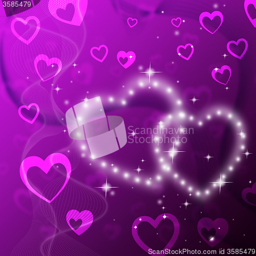 Image of Purple Hearts Background Shows Romantic Fond And Glittering\r