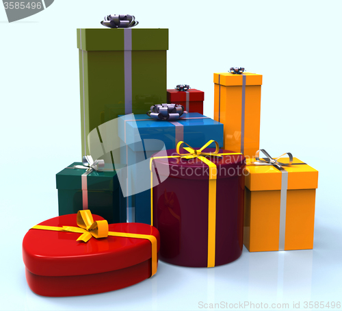 Image of Celebration Giftboxes Indicates Cheerful Greeting And Package