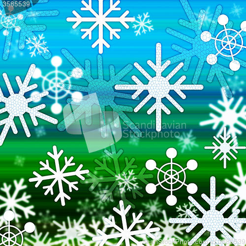 Image of Landscape Snowflakes Background Shows Winter December And Cold\r